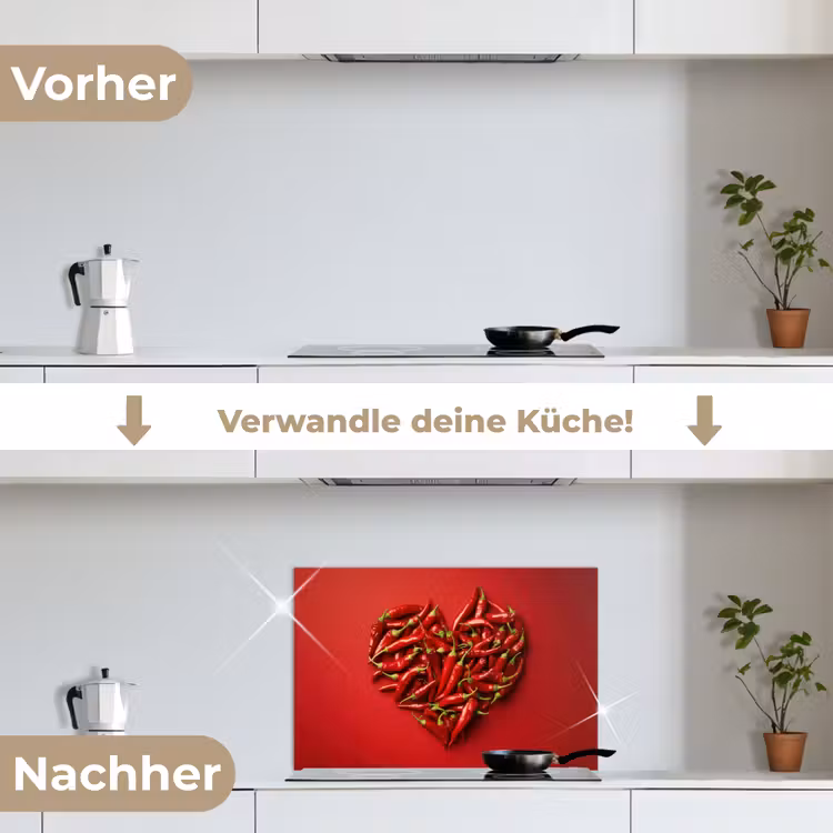 Pepers - Rood - Hart keuken achterwand spatscherm klein -voor_na_DE
