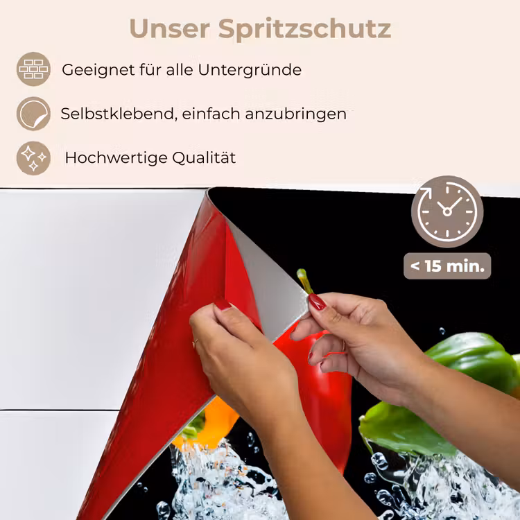 Pepers - Zwart - Groenten - Water - Blad keuken achterwand spatscherm klein -spatscherm_DE