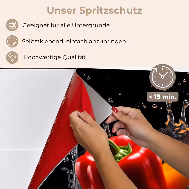 Paprika - Water - Zwart - Groente - Rood - Geel keuken achterwand spatscherm klein -spatscherm_DE