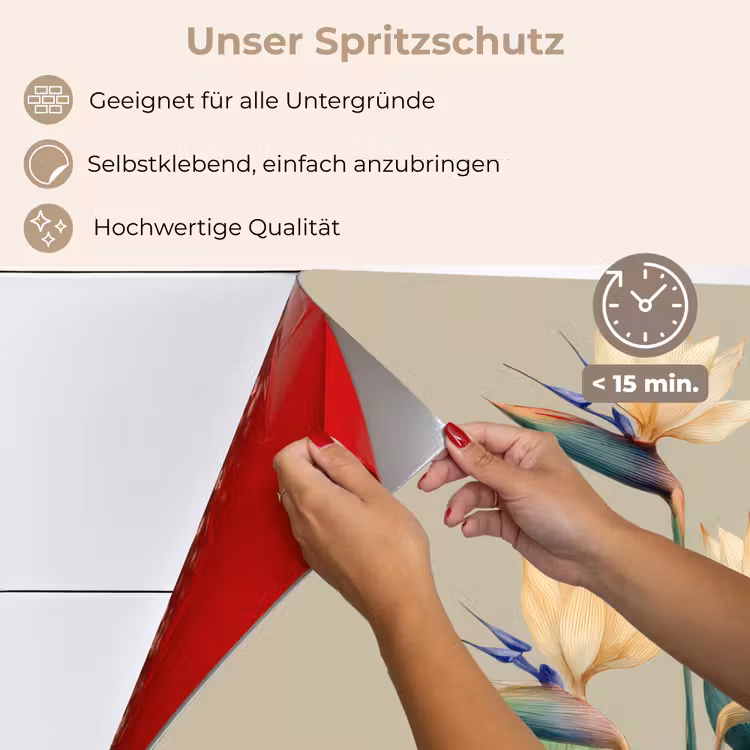 Paradijsvogelbloemen - Blauwgroene bladeren - Beige keuken achterwand spatscherm klein -spatscherm_DE