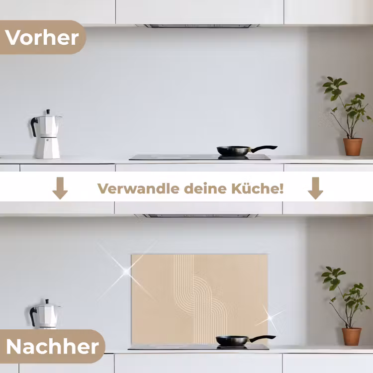 Parallelle lijnen - Lichte textuur - Beige keuken achterwand spatscherm klein -voor_na_DE