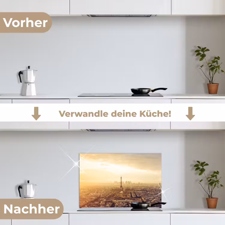 Parijs - Skyline - Zonsondergang - Steden keuken achterwand spatscherm klein -voor_na_DE