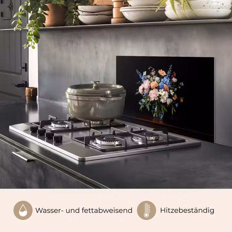 Pastel - Bloemen - Glazen - Vaas keuken achterwand spatscherm klein -usp_DE
