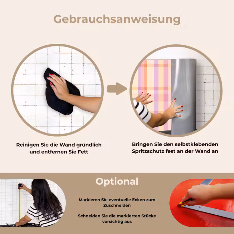 Pastel - uitpatroon - Geometrisch keuken achterwand spatscherm klein 900 -gebruiksaanwijzing_DE