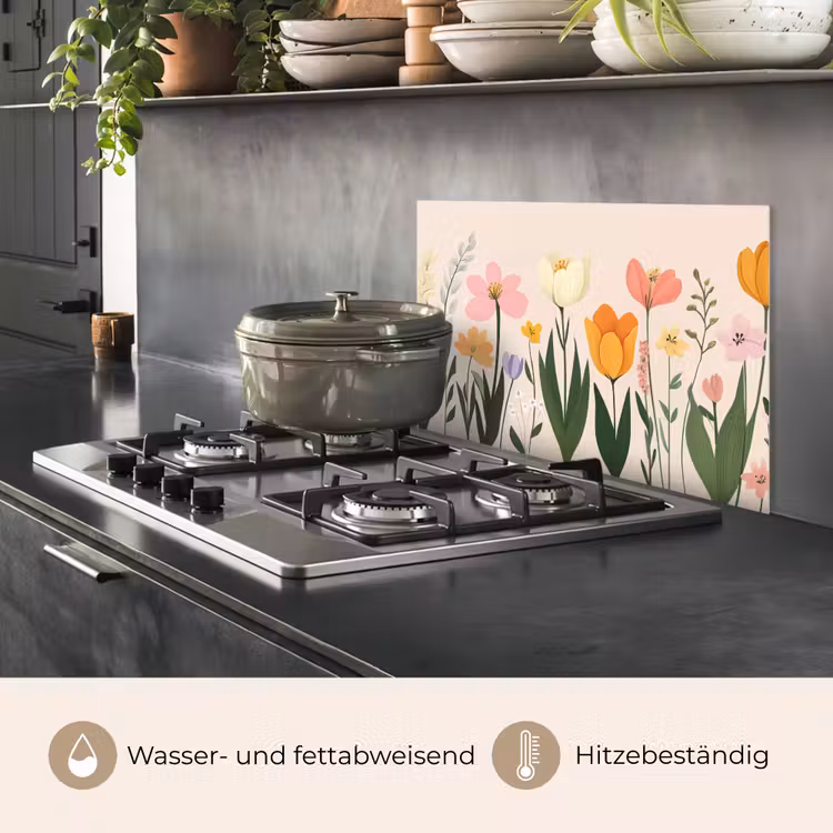 Pasteltinten - Bloemen - Illustratie keuken achterwand spatscherm klein -usp_DE