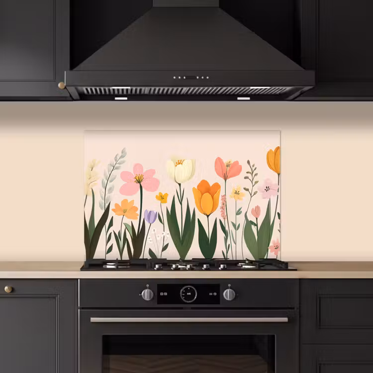 Pasteltinten - Bloemen - Illustratie keuken achterwand spatscherm klein -sfeer1