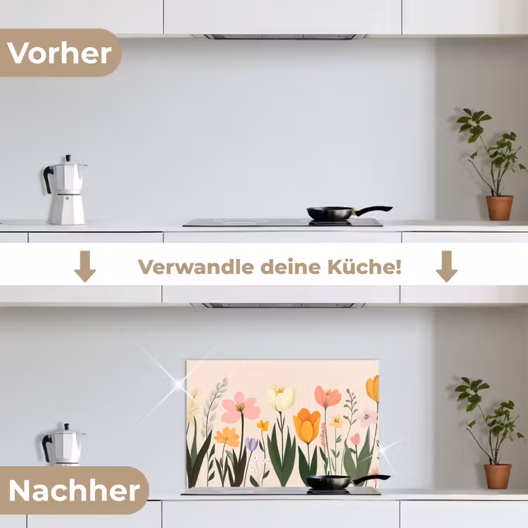 Pasteltinten - Bloemen - Illustratie keuken achterwand spatscherm klein -voor_na_DE
