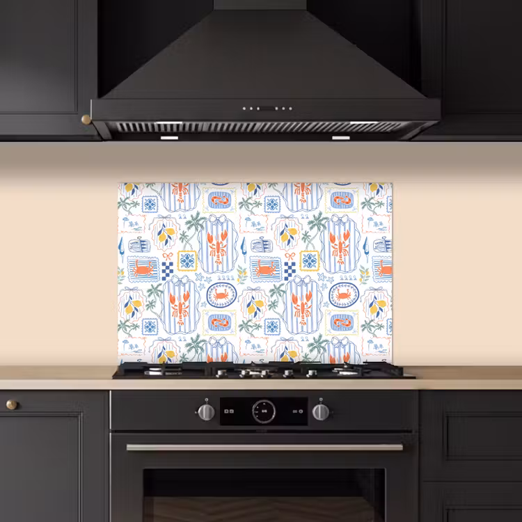 Zee - Sfeer - Krab - Blauw keuken achterwand spatscherm klein 900 -sfeer1