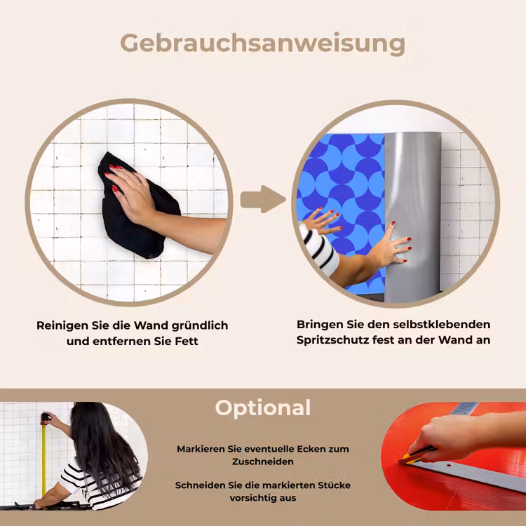 Blauw - Maanvlakken - Patroon keuken achterwand spatscherm klein 900 -gebruiksaanwijzing_DE