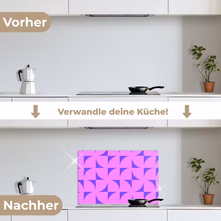 Kwadranten - Paars - Roze - Vierkanten keuken achterwand spatscherm klein 900 -voor_na_DE