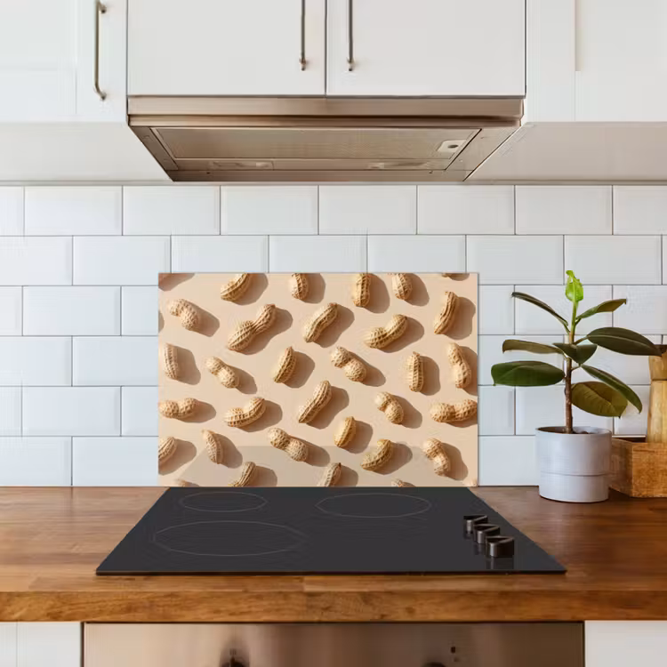 Pinda's - Patroon - Beige keuken achterwand spatscherm klein -sfeer2