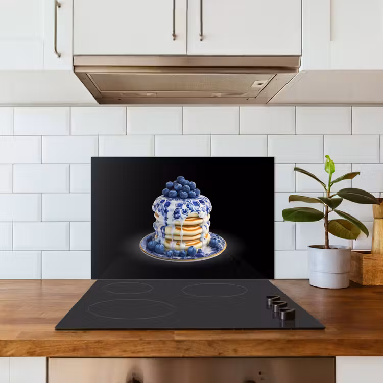 Pannenkoeken - Blauwe Bessen - Bord keuken achterwand spatscherm klein -sfeer2
