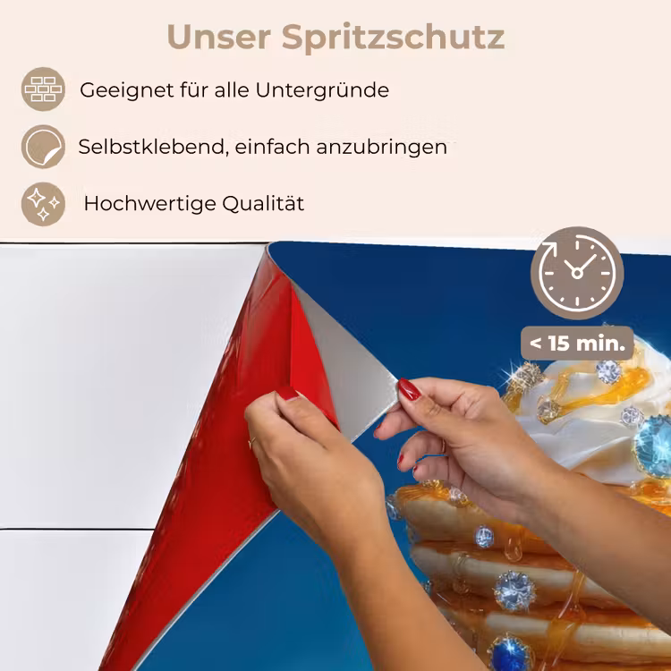 Pannenkoeken - Steentjes - Glitter - Slagroom keuken achterwand spatscherm klein -spatscherm_DE