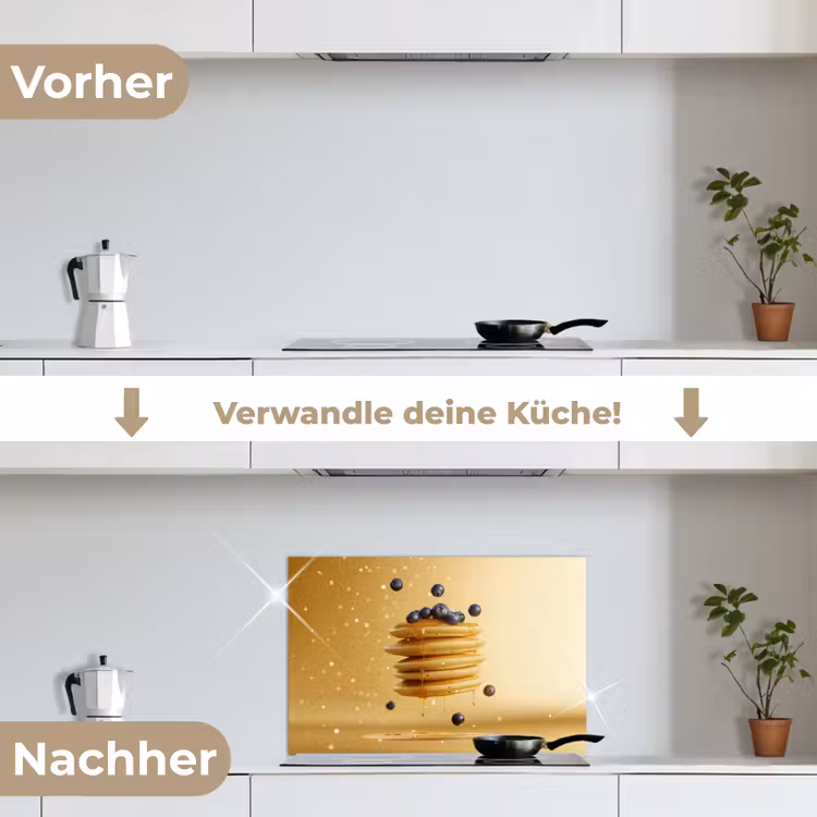 Pannenkoeken - Eten - Honing - Geel keuken achterwand spatscherm klein -voor_na_DE