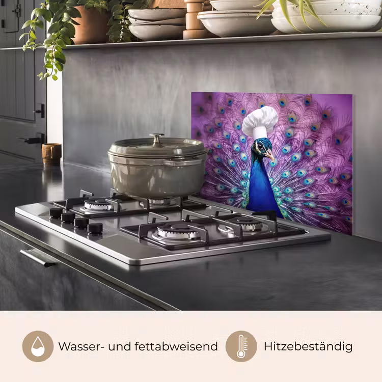 Pauw - Koksmuts - Cool - Paars keuken achterwand spatscherm klein -usp_DE