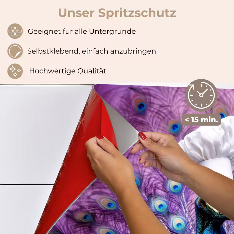 Pauw - Koksmuts - Cool - Paars keuken achterwand spatscherm klein -spatscherm_DE