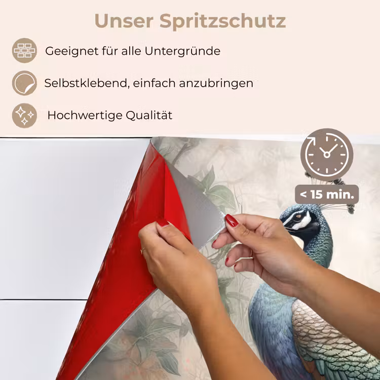 Pauw - Pauwenveren - Vogel - Jungle - Bloemen keuken achterwand spatscherm klein -spatscherm_DE