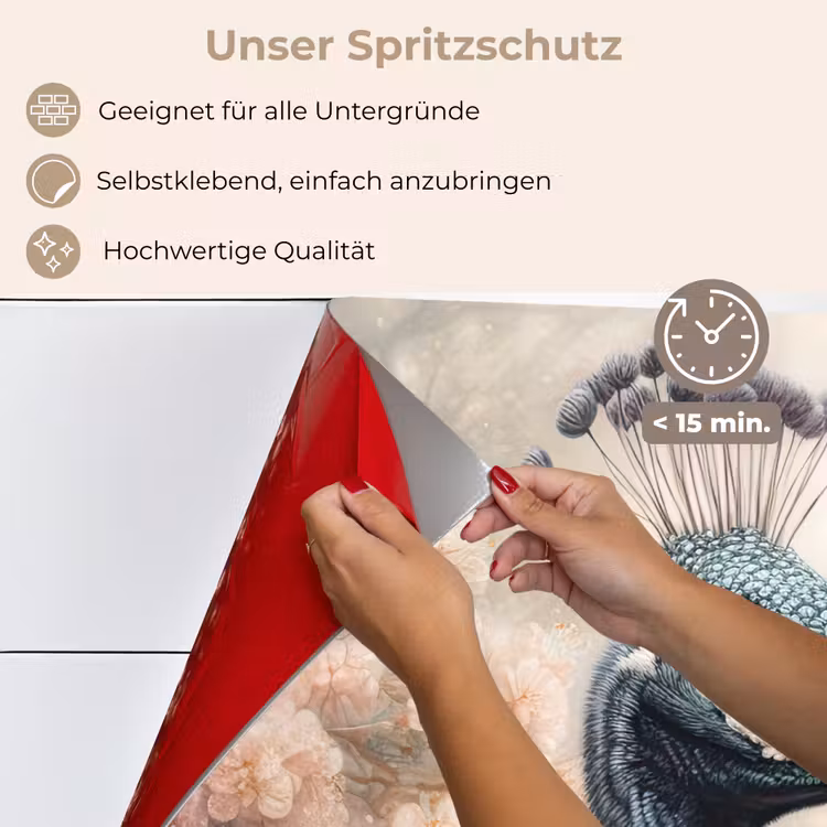 Pauw - Vogels - Bloemen - Boom - Botanisch keuken achterwand spatscherm klein -spatscherm_DE