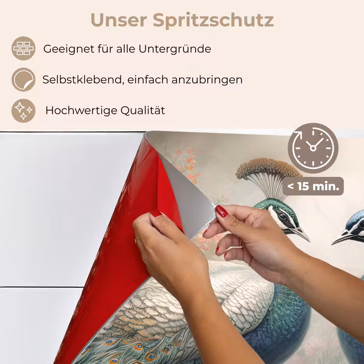 Pauwen - Pauwenveren - Vogels - Bloemen - Natuur keuken achterwand spatscherm klein -spatscherm_DE