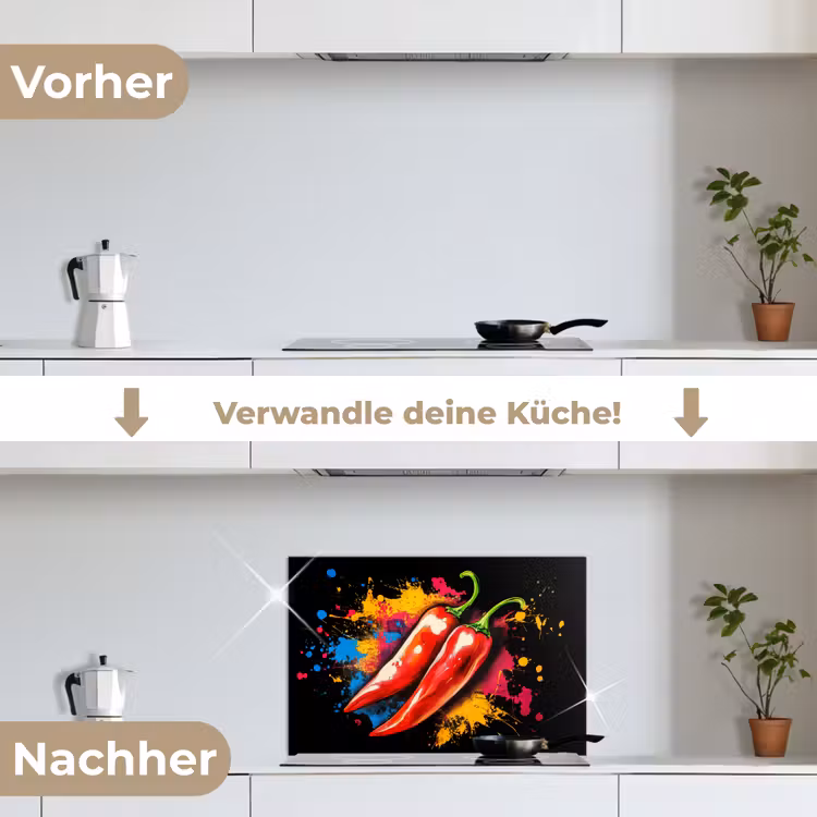 Peper - Graffiti - Verf - Abstract - Modern - Kleurrijk keuken achterwand spatscherm klein -voor_na_DE