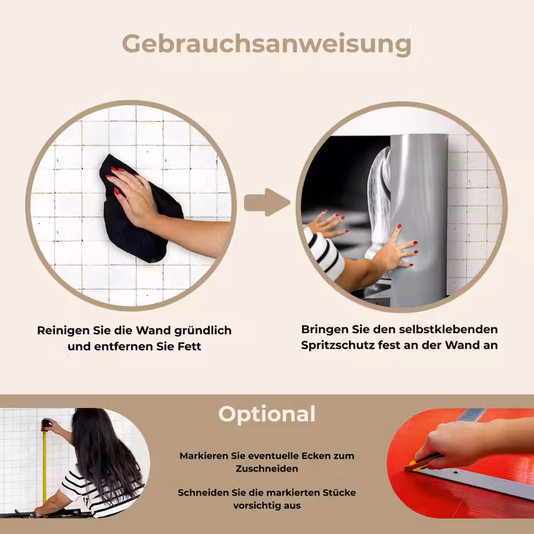 Paard - Hout - Schaalbord - Zwart keuken achterwand spatscherm klein -gebruiksaanwijzing_DE