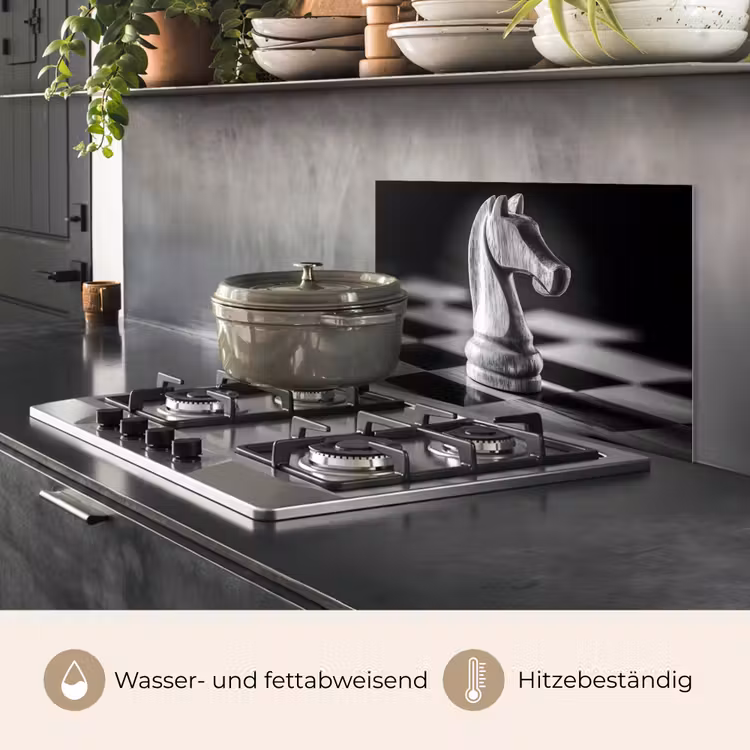 Paard - Hout - Schaalbord - Zwart keuken achterwand spatscherm klein -usp_DE