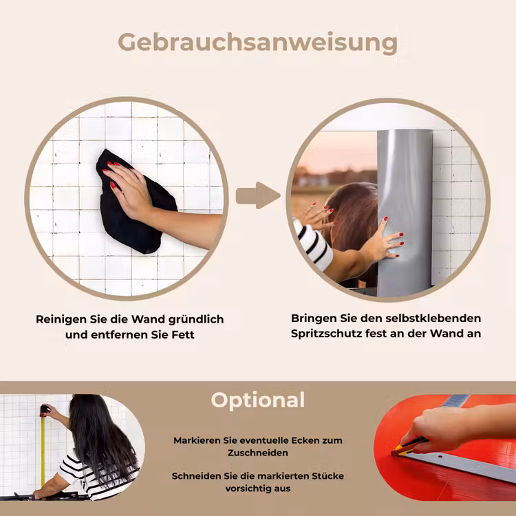 Paard - Zonsondergang - Bruin keuken achterwand spatscherm klein -gebruiksaanwijzing_DE