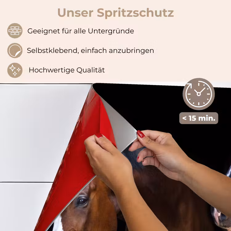 Paard - Dieren - Zwart keuken achterwand spatscherm klein -spatscherm_DE