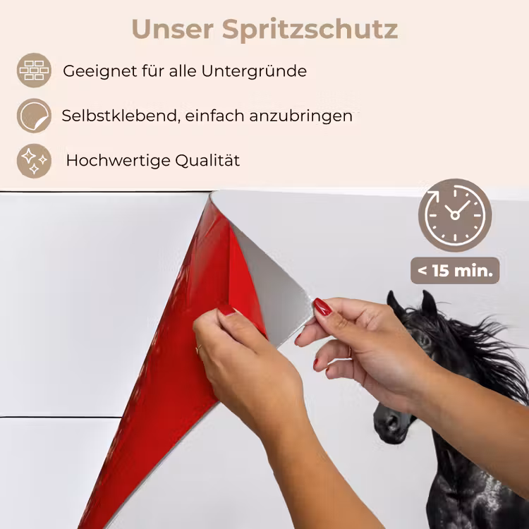Paarden - Gras - Zwart - Wit keuken achterwand spatscherm klein -spatscherm_DE