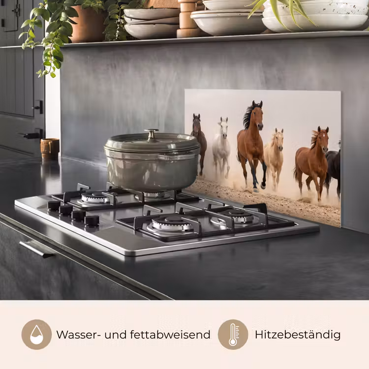 Kudde paarden - Stofwolk - Bruin - Zwart keuken achterwand spatscherm klein -usp_DE