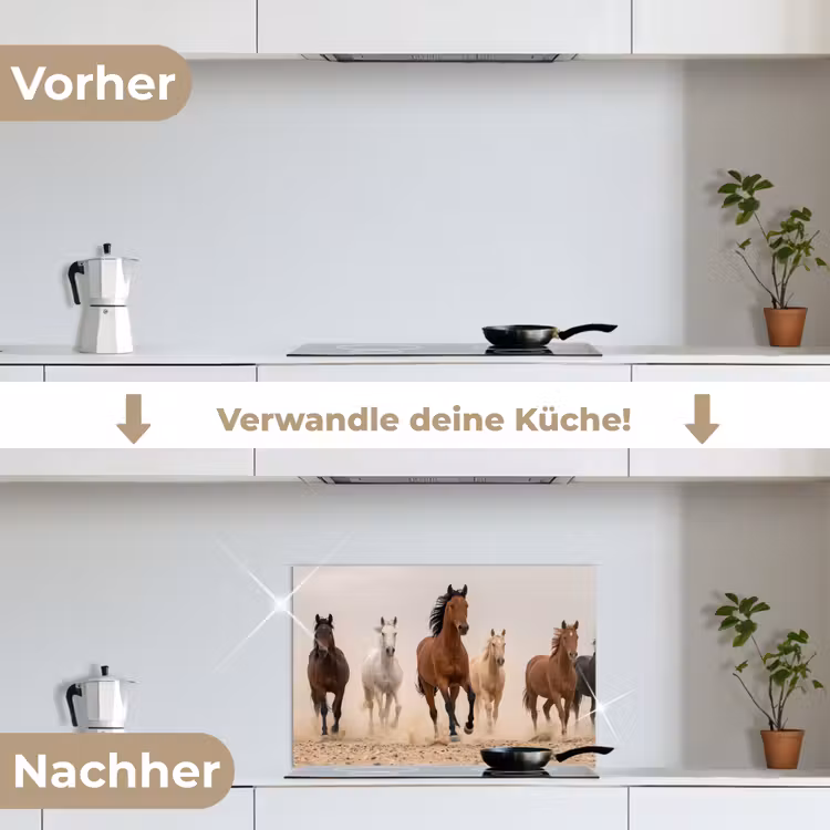 Kudde paarden - Stofwolk - Bruin - Zwart keuken achterwand spatscherm klein -voor_na_DE
