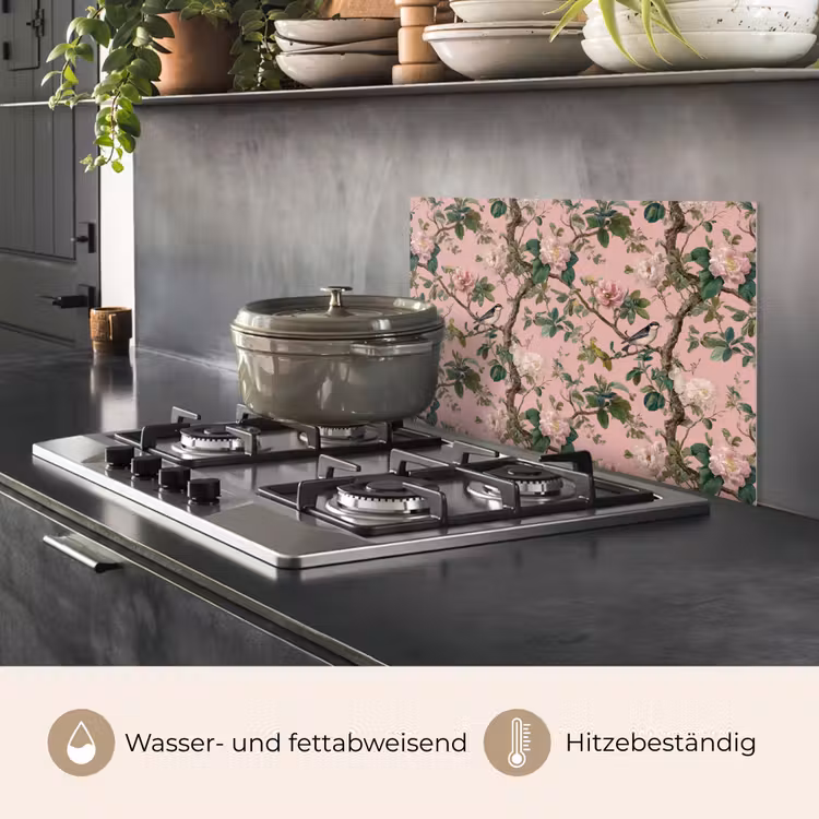 Pioenrozen - Botanisch - Vogel keuken achterwand spatscherm klein 900 -usp_DE