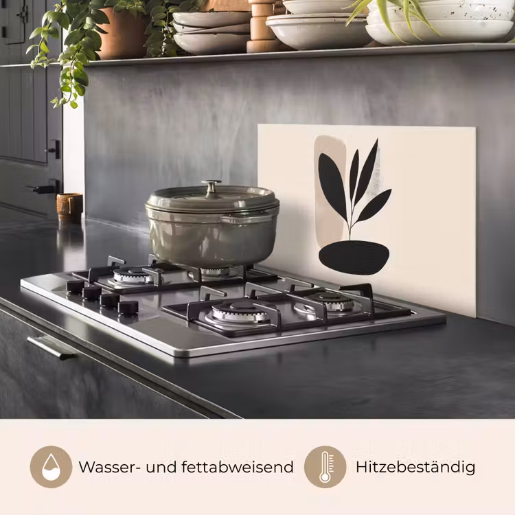Plant - Beige - Japandi keuken achterwand spatscherm klein -usp_DE