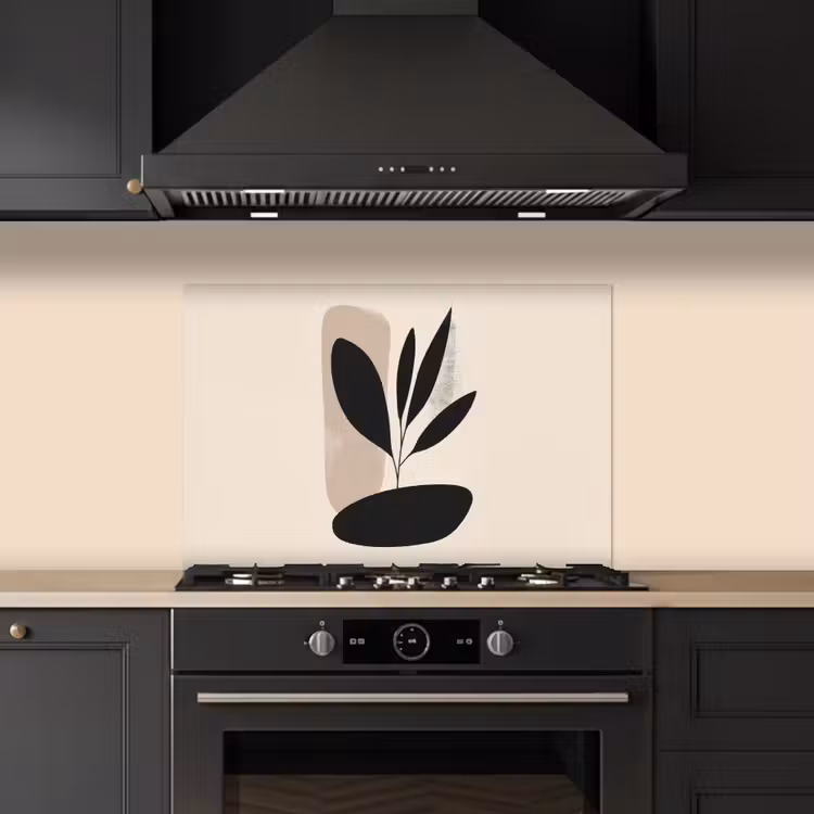 Plant - Beige - Japandi keuken achterwand spatscherm klein -sfeer1