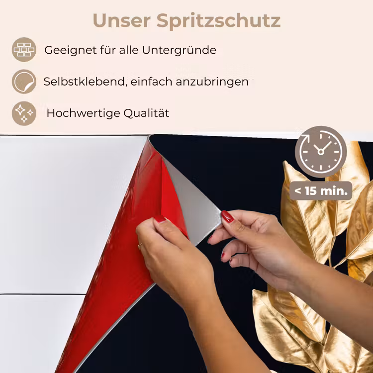Plant - Bladeren - Goud - Zwart - Luxe keuken achterwand spatscherm klein -spatscherm_DE