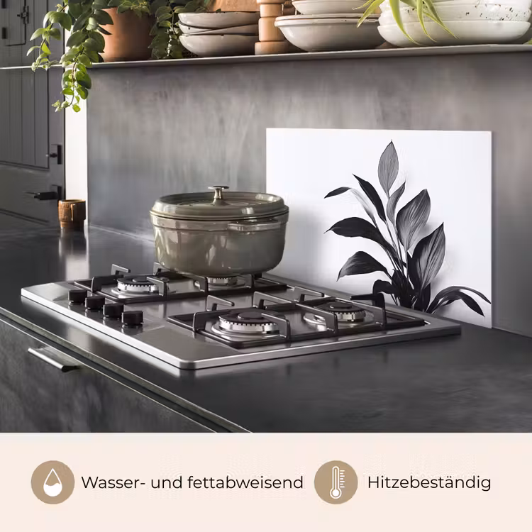 Plant - Bladeren - Minimalistisch - Zwart keuken achterwand spatscherm klein -usp_DE