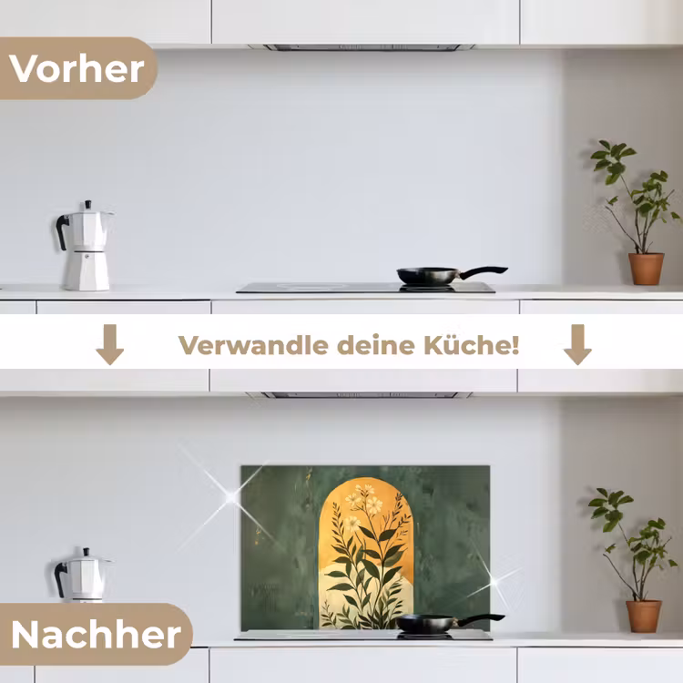 Plant - Bloemen - Wit keuken achterwand spatscherm klein -voor_na_DE