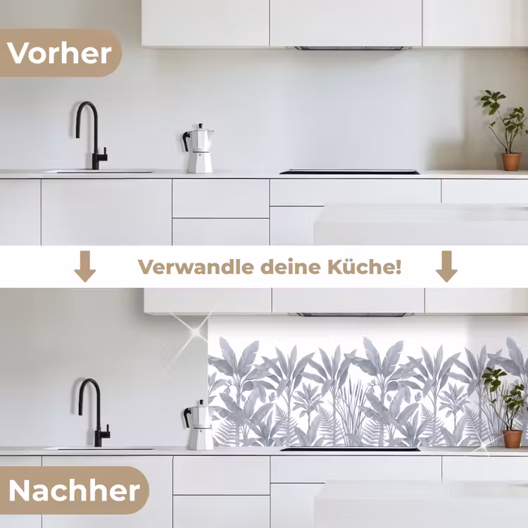 Planten - Bladeren - Natuur - Grijs keuken achterwand 2 middel -voor-na_DE