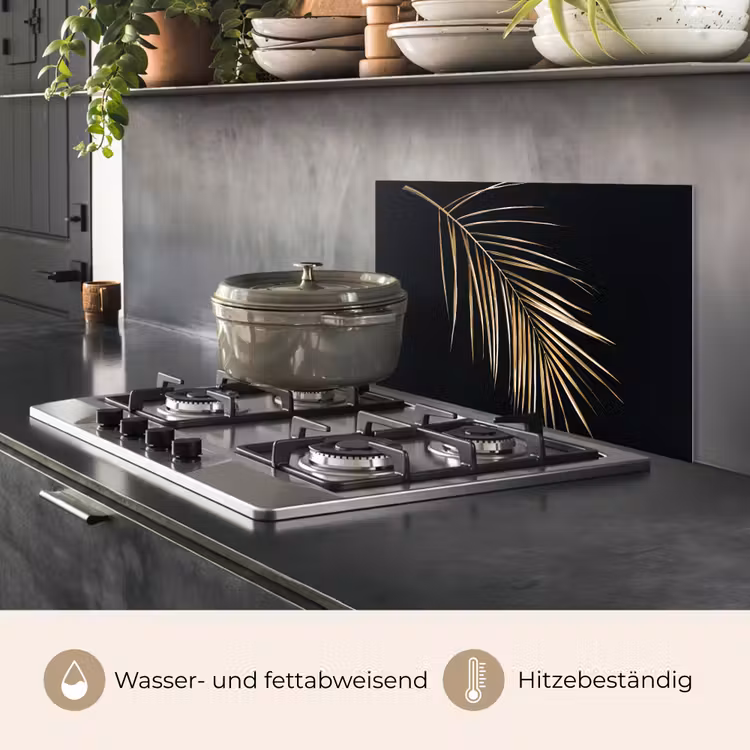 Planten - Goud - Zwart - Bladeren - Luxe keuken achterwand spatscherm klein -usp_DE