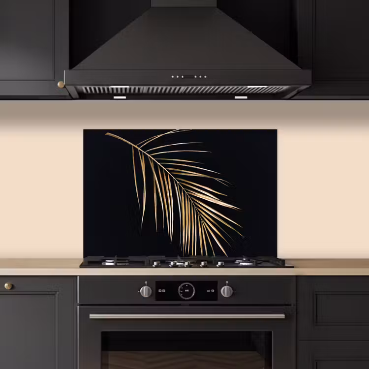 Planten - Goud - Zwart - Bladeren - Luxe keuken achterwand spatscherm klein -sfeer1