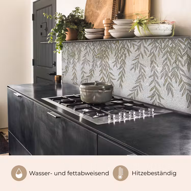Planten - Mozaïek - Patroon - Groen - Blauw keuken achterwand 2 middel -usp_DE