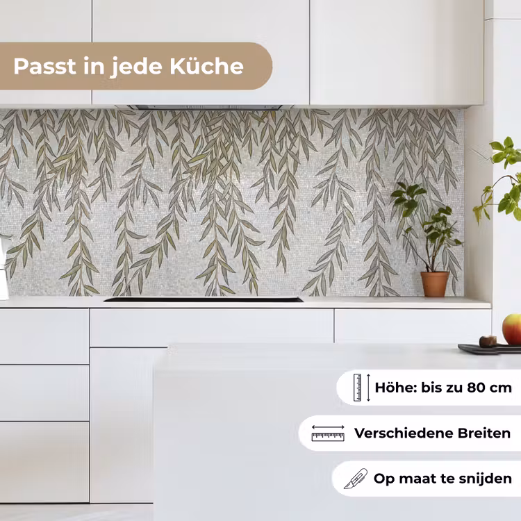 Planten - Mozaïek - Patroon - Groen - Blauw keuken achterwand 2 middel -sfeer4_DE
