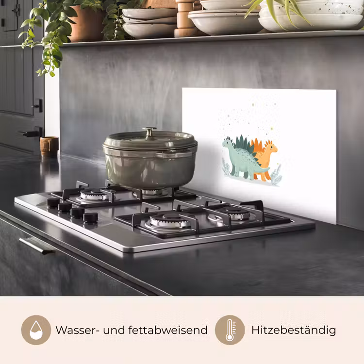 Planten - Sterren - Dinosaurussen - Oranje keuken achterwand spatscherm klein -usp_DE