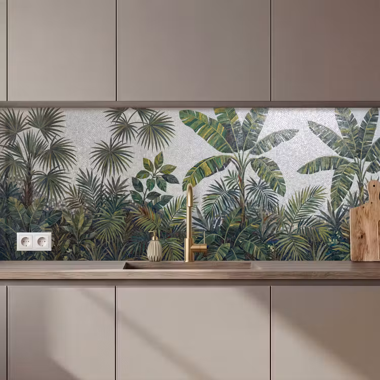 Planten - Tropisch - Mozaïek - Groen - Natuur keuken achterwand 2 middel zz_3dshopping