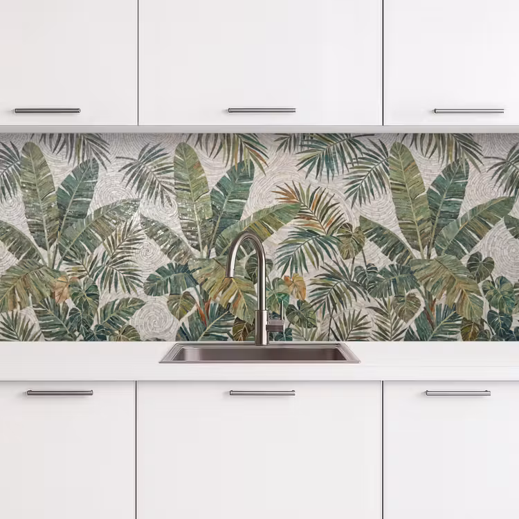 Planten - Tropisch - Mozaïek - Natuur - Groen keuken achterwand 2 middel -3d