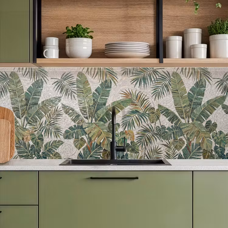 Planten - Tropisch - Mozaïek - Natuur - Groen keuken achterwand 2 middel -sfeer3