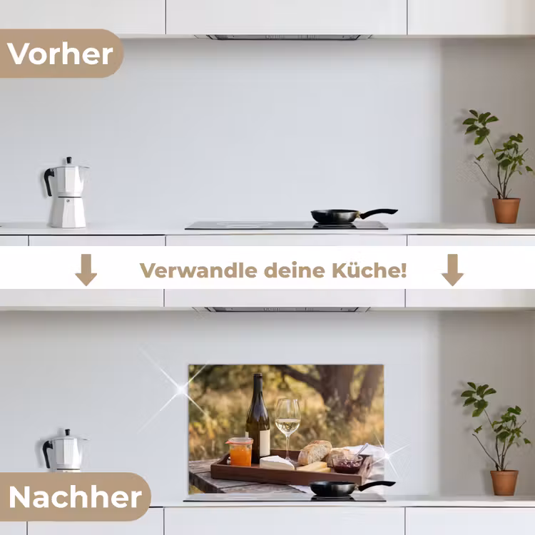 Picknick - Wijn - Kaasplankje keuken achterwand spatscherm klein -voor_na_DE