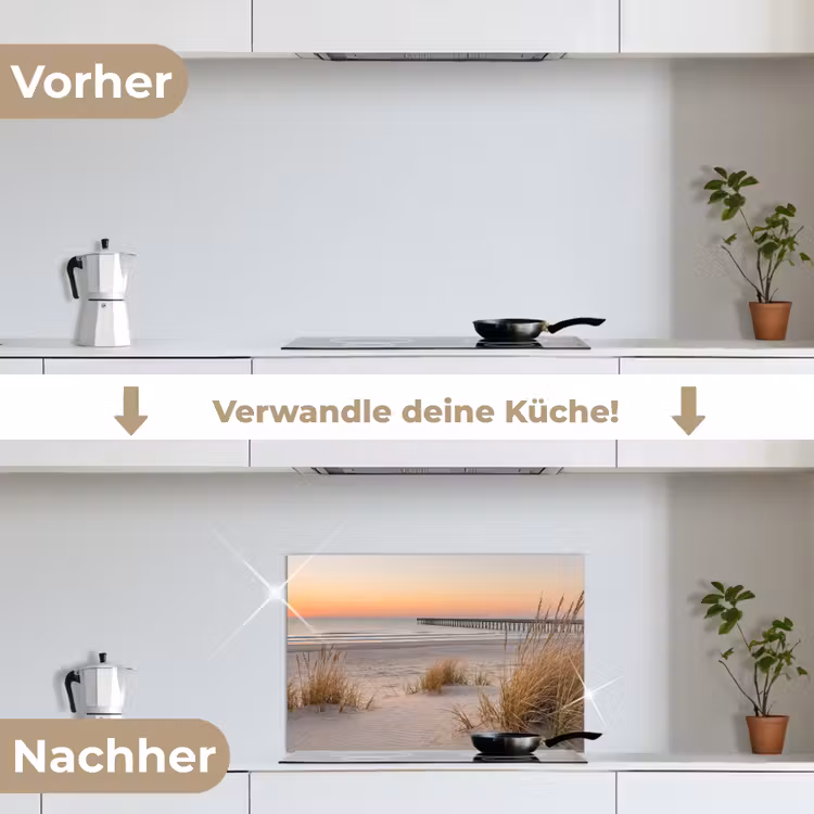 Pier - Zonsondergang - Strand keuken achterwand spatscherm klein -voor_na_DE