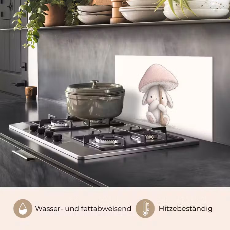 Paddenstoel - Konijn - Roze keuken achterwand spatscherm klein -usp_DE