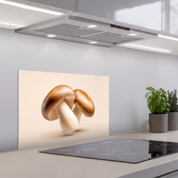 Champignons - Zacht - Beige keuken achterwand spatscherm klein -3d_schuin
